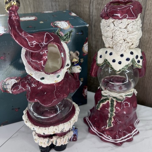 NEW Vintage Santa & Mrs. Clause Blue Sky Clayworks Goldminc Hurricane Tea Lamps - Picture 14 of 15