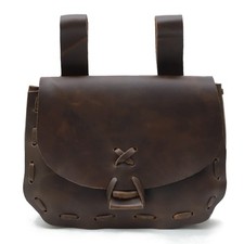 Renaissance Belt Pouch Women Medieval Waist Bag Faux Leather Costume Coffee