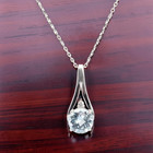 ESTATE VINTAGE 14K WHITE GOLD BLUE GEMSTONE DIAMOND PENDANT 18" NECKLACE #8149 — photo 1