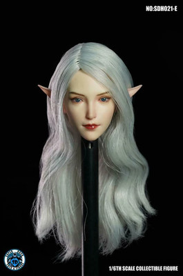 1/6 Female Head Sculpt Elf Ear Silver Hair Girl Model For 12'' PH TBL Figure