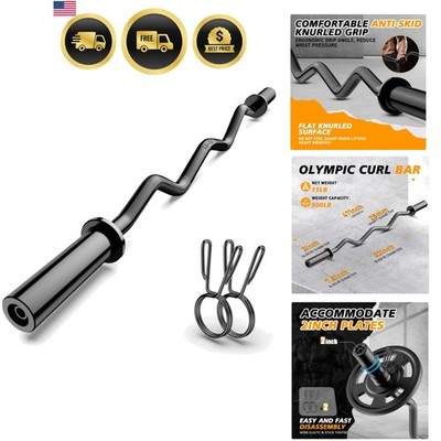 Curl Barbell Bar 47 Inches Olympic Weightlifting Bar for Home Gym 500lb Capacity