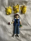 Vintage TOMY 1998 Pokemon: Ash Figure & 3 Pikachu Figures