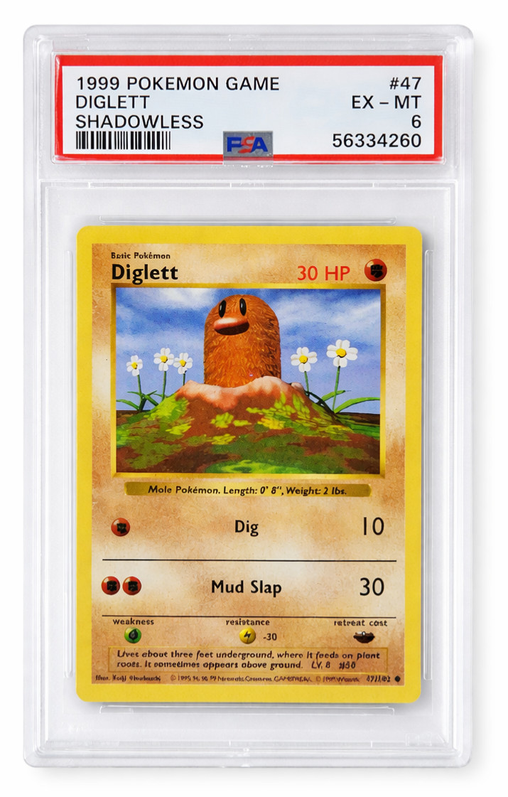 PSA 6 1999 Pokemon Base Set Shadowless Diglett #47
