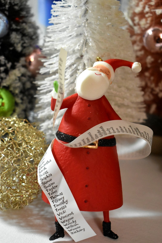 Jolly Santa Claus with List of Names Naughty or Nice Christmas Ornament