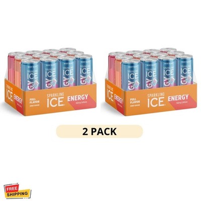 2 Pack Sparkling Ice Energy Variety Drink Zero Sugar 12oz Cans Pack