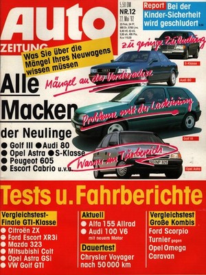Zeitschrift Auto Zeitung #12 1992 22.5.92 Golf Audo 80 Astra S-Klasse 605 Escort