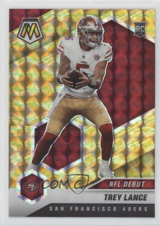 2021 Panini Mosaic NFL Debut Reactive Yellow Prizm Trey Lance #244 Rookie RC 2l4
