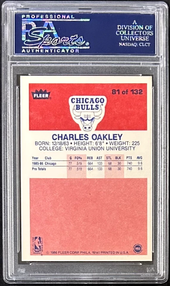 Fleer #81 1986-87 autografiado por Charles Oakley PSA/ADN 83830544 Foto 2 de 2