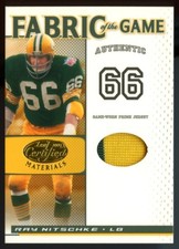 Ray Nitschke 2007 Leaf Certified Materials Fabric Of The Game #/15 2 Color Patch