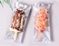 Popsicle Bags Ice Cream Bags 100 Pack -Clear Ice Pop Bags with Silver Bottom ...