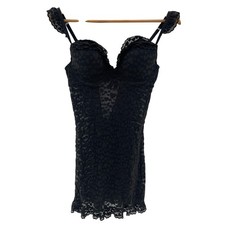 Victoria  s Secret The Lacie Lace Hearts Black Lingerie Chemise Nighty Size Large