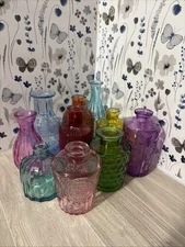 Eleganttime Bud Vases for Flowers,Glass Colored Bud Vase in Bulk Set of 10,Small