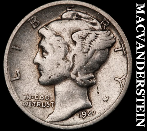1941-S Mercury Dime- Silver- Scarce Better Date No Reserve #J3950