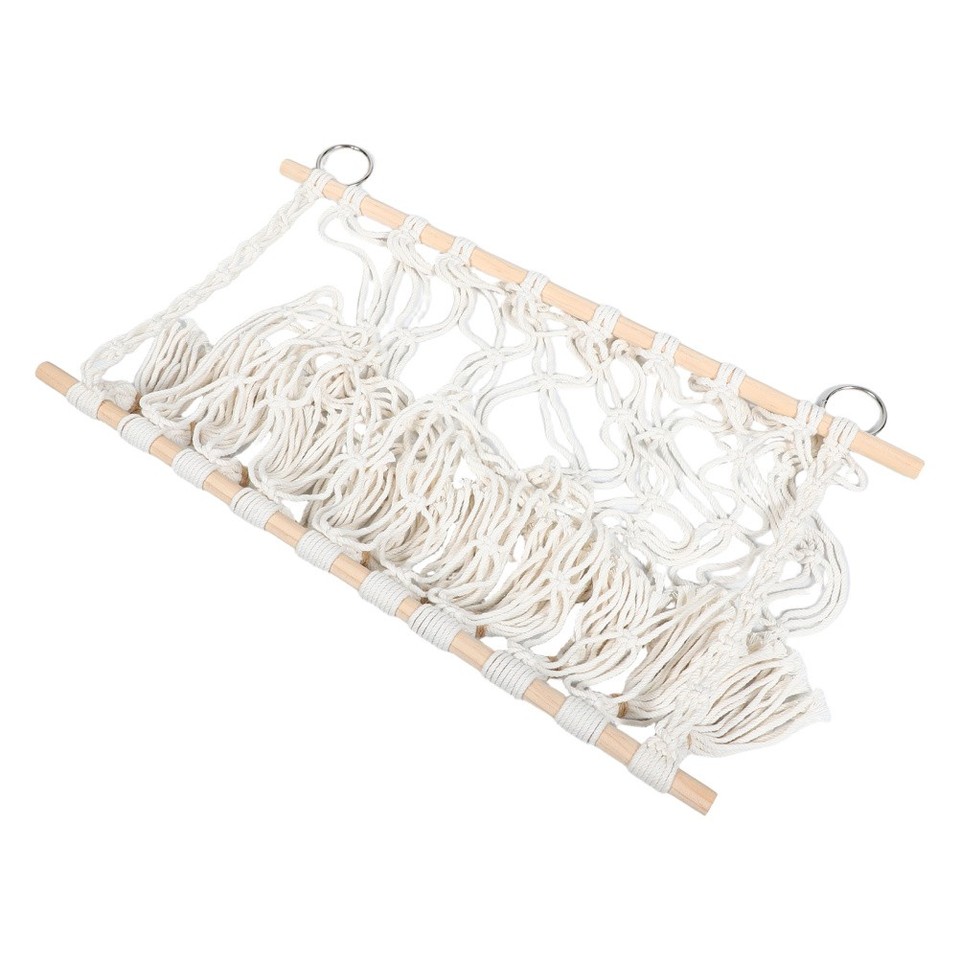 White Rope Netting Reusable Cotton Rope Toy Storage Net Hanging Organizer for Kids Bedroom ...