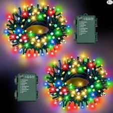 Outdoor Battery Operated String Lights Total 100LED 33Ft with Timer 8 Multicolor
