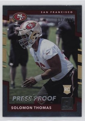 2017 Donruss Rookies Press Proof Silver /100 Solomon Thomas #366 Rookie RC 1e19