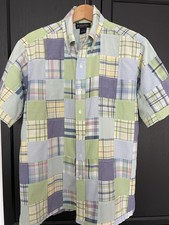 Vintage Brooks Brothers Madras Plaid Patchwork Shirt Size M Short Sleeve, Preppy