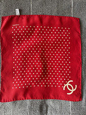 CHANEL Damen Seidentuch  rot/weiß Punkte mit...