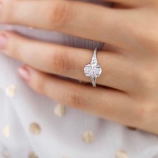 2 Kt Oval Diamant Solitär Damen Verlobungsring Weißgold-Finish Silber Größe 54