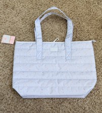 Yoobi x LoveShackFancy Floral Zip Quilted Ditsy Tote Bag Lined Breezy Blue