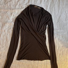 Rick Owens Brown Wool Drape Long Sleeve Top