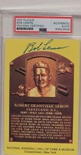 Bob Lemon PSA/DNA Signed Yellow Gold Hall of Fame HOF Plaque Postcard Auto D.