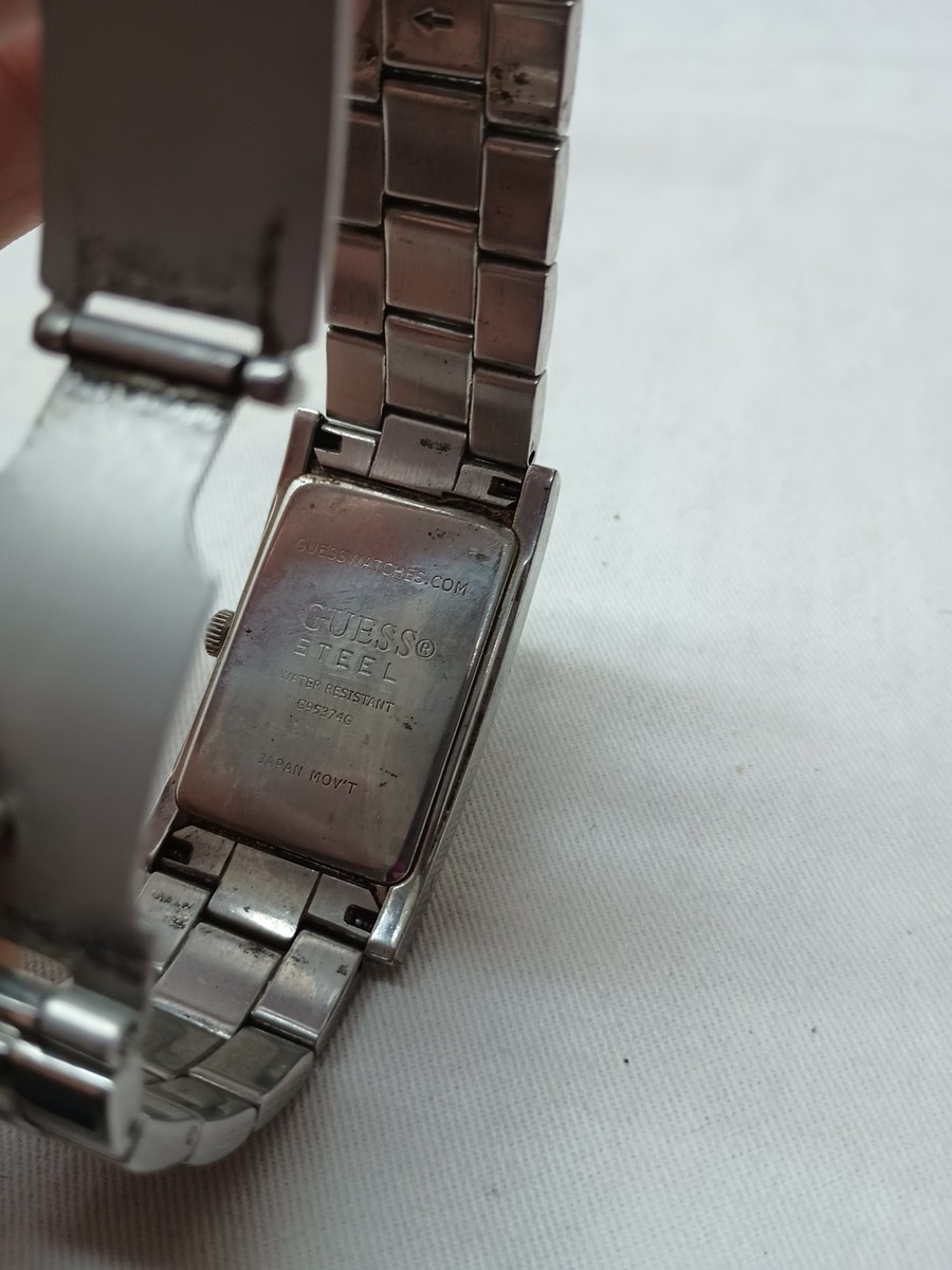 Guess Men G95374G Black Dial Stainless Steel Quartz Watch Untested