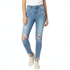 American Eagle Hi-Rise Jegging 00 Regular Blue Distressed Stretch Skinny New