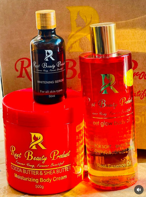 3in1 Reet Beauty Brightening Skincare Set   Serum, Body Oil & Shea Butter Cream 