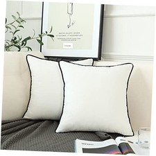 Set of Velvet Throw Pillow Covers Modern 22" x 22" Pack of 2 2 White