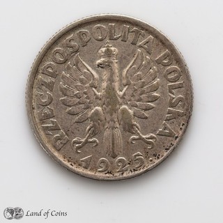 POLAND: 1 Zloty 1925 Woman and Wheat Ears Silver .750 Coin.