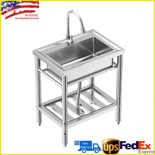 28"x20"x34" Stainless Steel Utility Sink Freestanding Single Bowl with Faucet