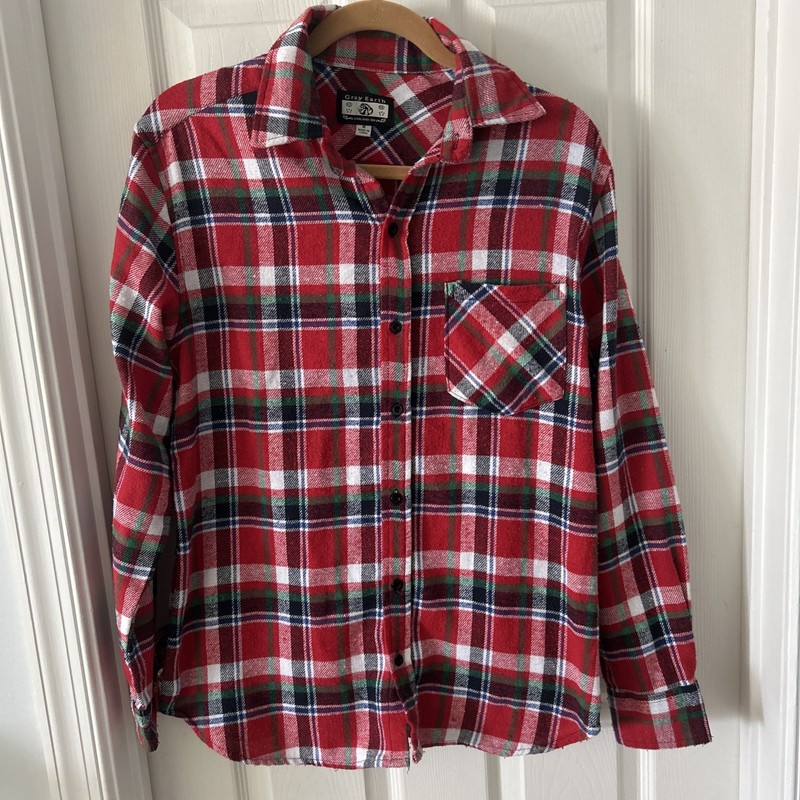 MEN'S MULTI-COLORED FLANNEL LONG SLEEVE SHIRT - BY: GRAY EARTH - SIZE : MEDIUM