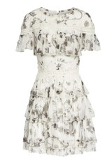 Alice+Olivia 'Paola' Embroidered Accent Ruffle Tiered Dress in Floral Crown sz 4