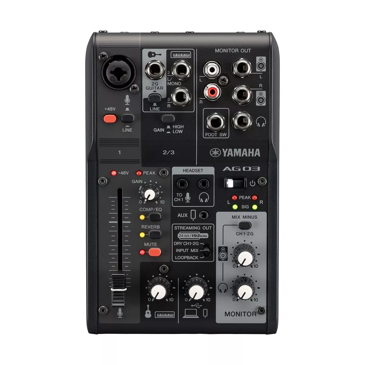 Yamaha AG03MK2 3-Channel Mixer/USB Interface for IOS/Mac/PC - White