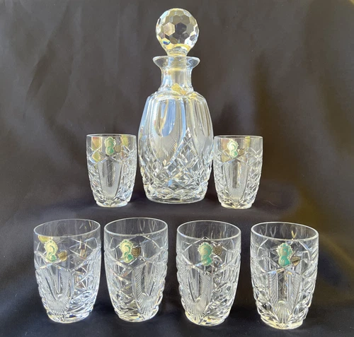 Vtg Rare Waterford Crystal Decanter & 6 Tumblers WAT84 or WAT31 Pattern Ireland
