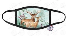 Personized Christmas FACE MASK COVER Reusable - Winter Buck and Deer pose