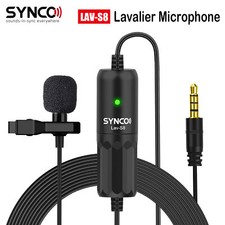SYNCO LAV-S8 Lapel Microphone 3.5mm TRRS/TRS Wired Audio Lavalier Mic for Camera