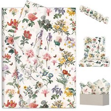 100 Sheets Floral Tissue Paper Vintage Flower Gift Wrapping Paper Decorative ...