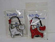 Kilofly Purse Handbag Hook Cat theme with Rhinestones Pair of two