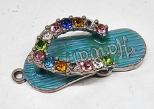 Hawaii Flip Flop Metal Keychain Attachment with Colored Stones Pre-owned