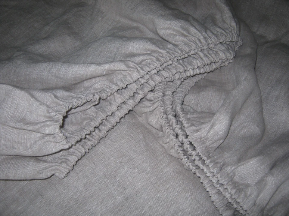 Linen Fitted Sheet European Sizes White Oatmeal Beige Leinen Spannbettlaken deep - Image 3 of 3