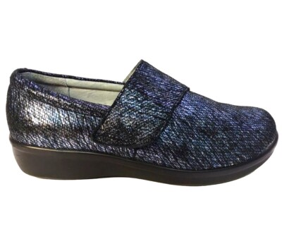 Alegria PG Lite Women's 40 / 9 Leather Black Silver Metallic Comfort Shoe Clogs