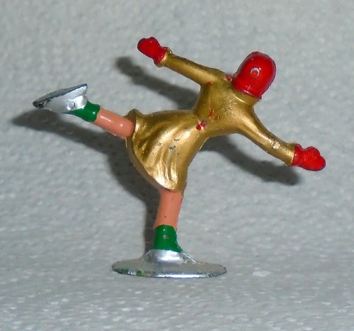 vintage barclay lead "girl figure skater in gold" b181 near mint