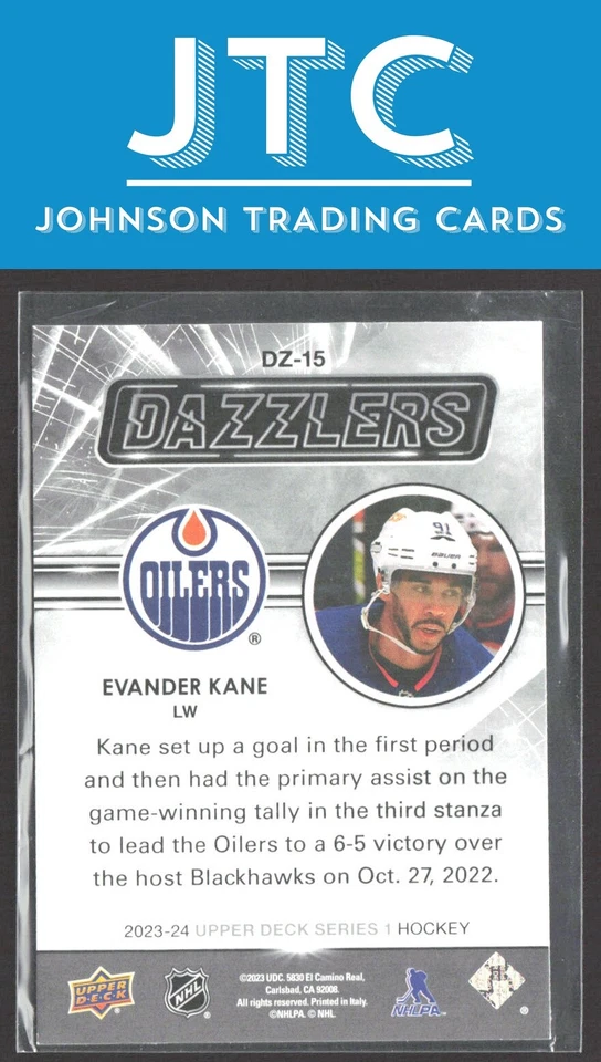 2023-24 Upper Deck Evander Kane Dazzlers Green Edmonton Oilers - Image 2 of 2