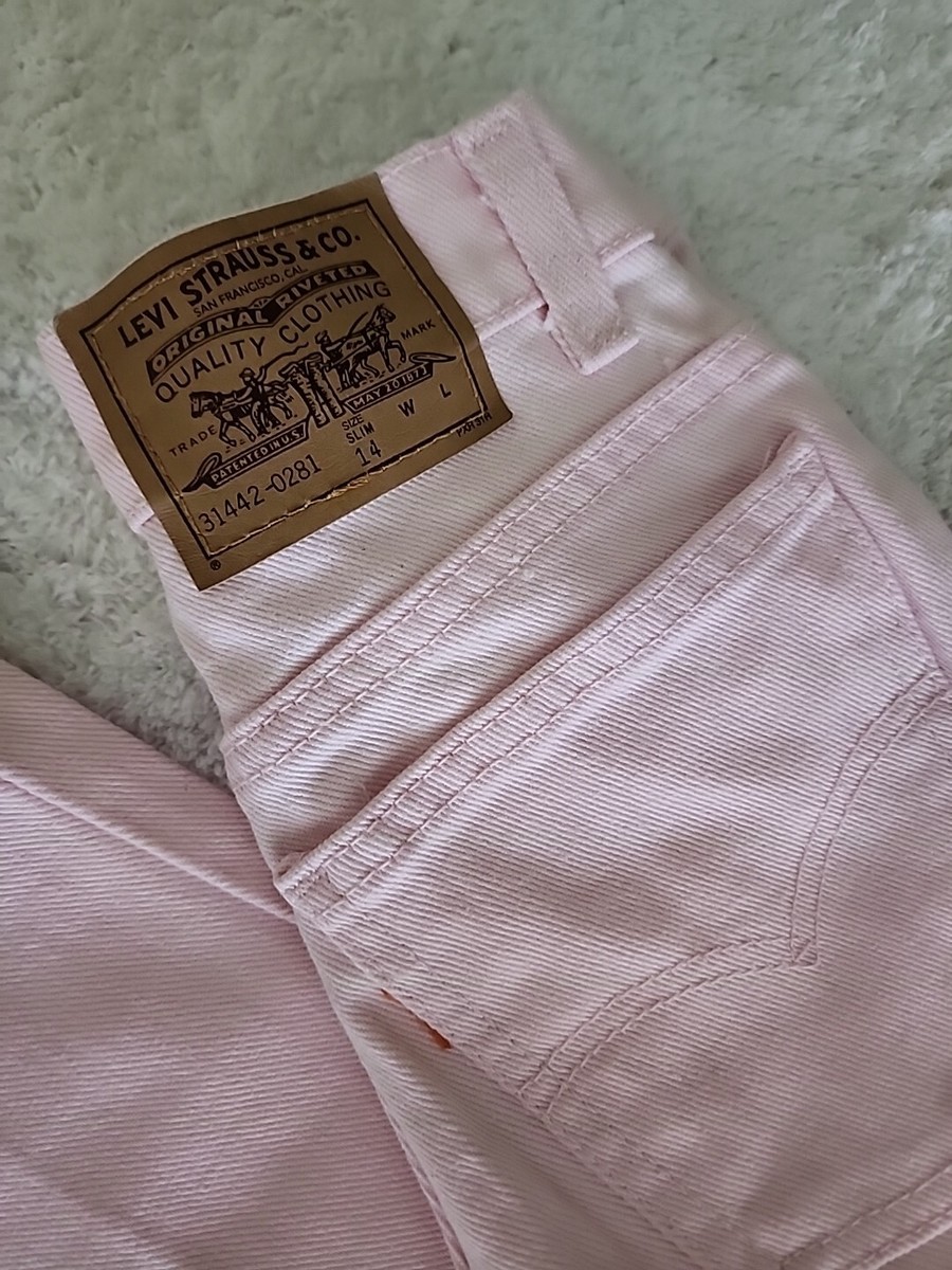 Vintage 1994 Levis Jeans Girls Size 14 Slim Light Pink Denim