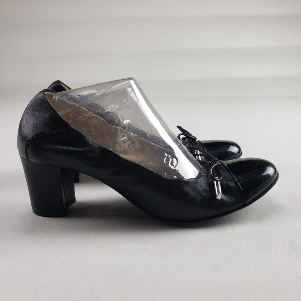 AGL Zapatos de salón con moño de cuero negro para mujer 9 EU 39 sin cordones Hecho en Italia Foto 3 de 4