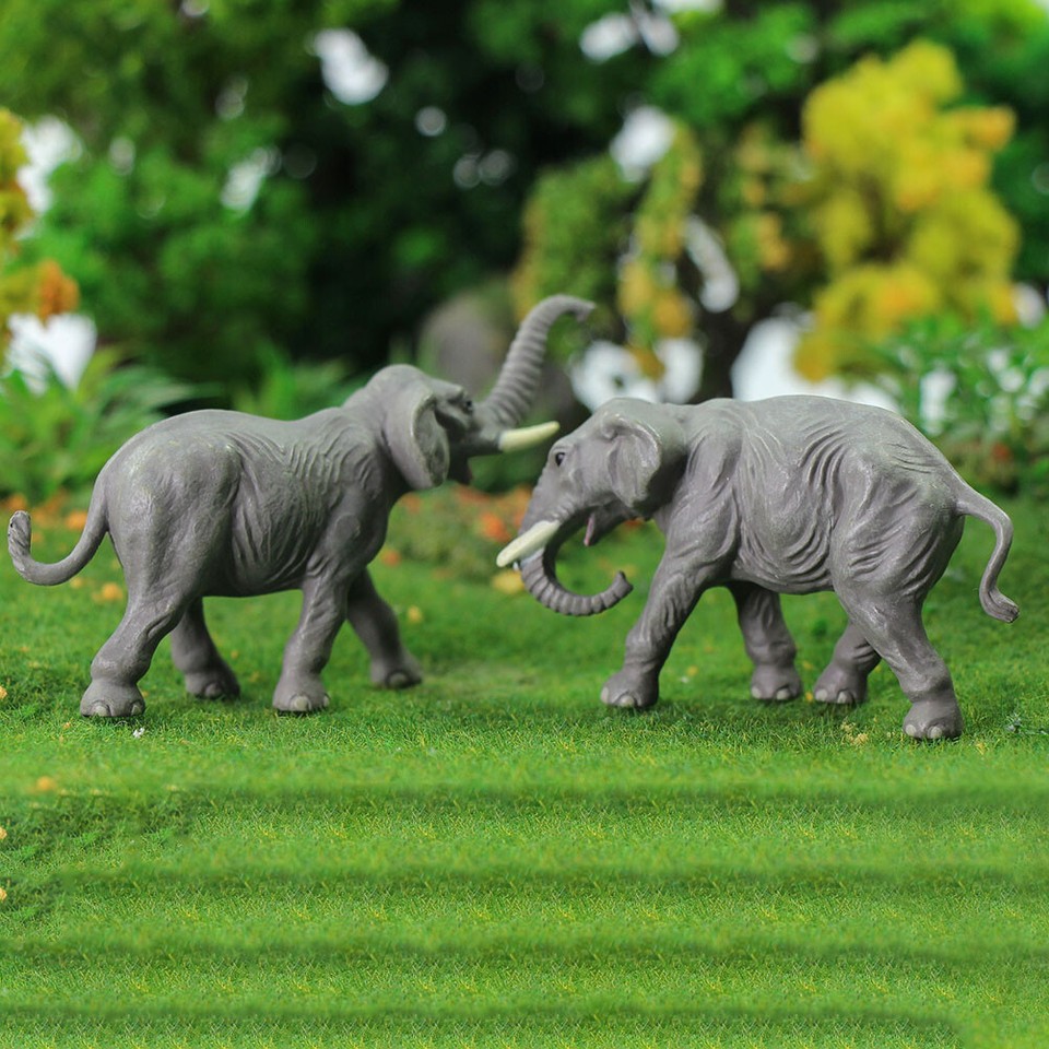 10pcs Model Railway 1:87 Well Painted Elephant PVC Animals HO Scale ...