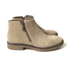 Italeau Foliana Side Zip Ankle Booties Boots Womens 38 Taupe Suede Waterproof
