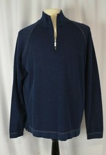 Tommy Bahama Men's Half Zip Pullover Sweater Sz XL Cotton Knit Casual Warm Blue